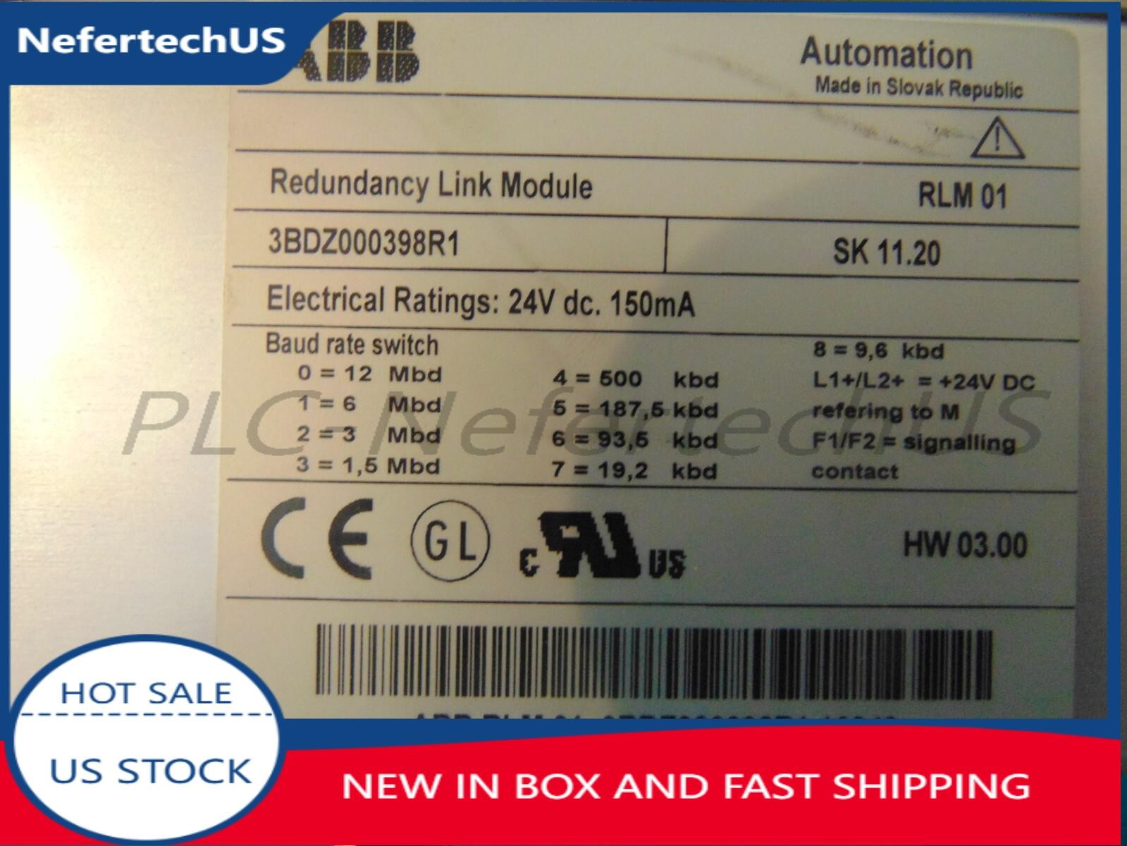 ABB RLM01 Redundancy Link Module 3BDZ000398R1 SK 11.20 Clean Unit