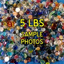 GLASS GEMS: 5 LB Bulk Lot, Mixed Color Mosaic Collage Artist Flatback Marble Gem