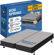 , Box Spring Bed Base Queen Size, 4-Inch Wood Mattress Foundation   Amish Made i