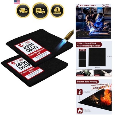 2 Pack 11x14 Inch Welding Blanket Fireproof Welding Pad, 5mm Thickened Fire R...