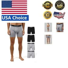 4-Pack Men's Quick Dry Boxer Briefs - Breathable, Tag-Free & Comfort Elastic