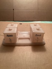 Vintage Nursey Pink Clarolyte Lucite Baby Vanity Set. Set Is 11  X 7.5  .