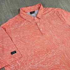 Sunday Swagger Polo Shirt Men 3XL Orange Crush Geometric Print Performance Golf