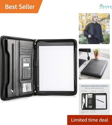 Leather Business Portfolio with Zipper 10.1 Inch Tablet Sleeve and Storage