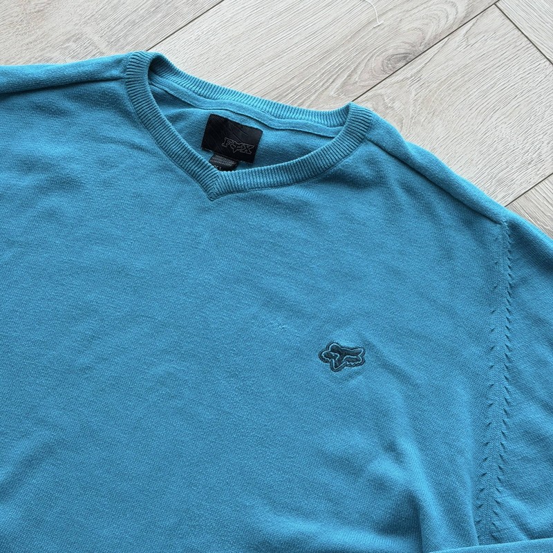 Fox Racing Knitted Sweatshirt Turquoise Blue Men’s Size XL Jumper