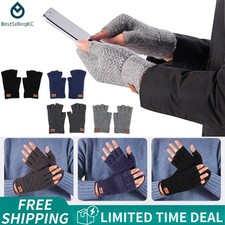3x Winter Alpaca Wool Fingerless Gloves Thermal Men's Knitted Half Finger Mitten