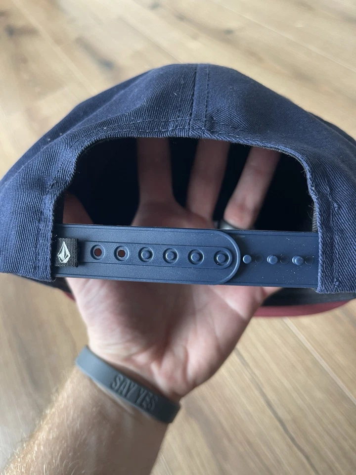 Volcom Stone Cap Mens OSFA Snapback Blue & Burgundy Hat Logo Cotton Blend - Image 3 of 4