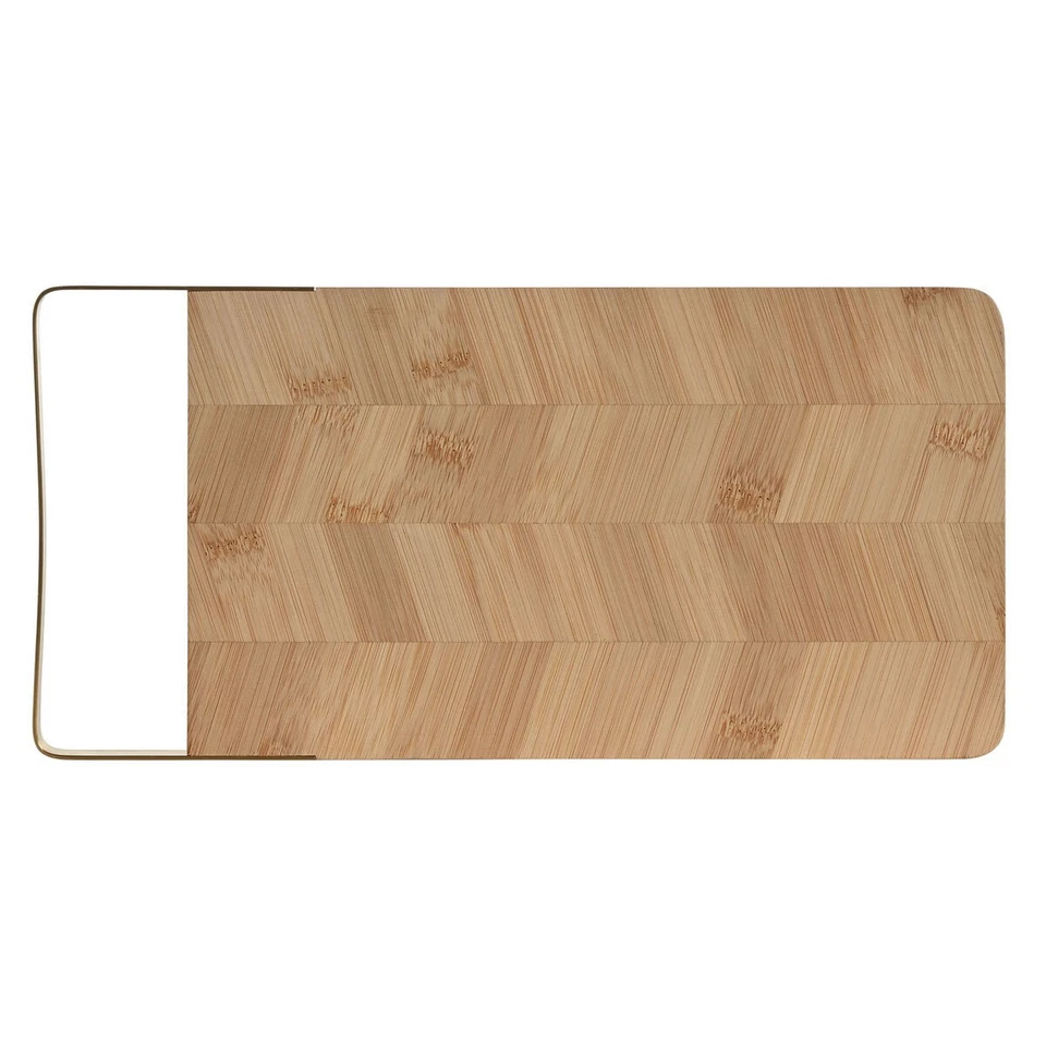 Tagliere Home ESPRIT Dorato Naturale Metallo Bambù 35,5 x 17,5 x 1,5 cm - Immagine 4 di 4