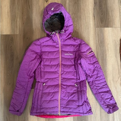 Peak Performance Purple Hooded Puffer Ski Jacket Size S