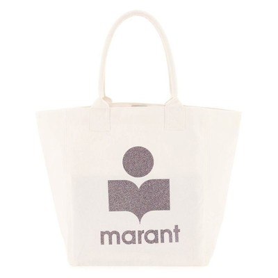 Isabel Marant 23FW YENKY Glitter Logo Tote Bag Ecru stamp: PM0001FA 64444329