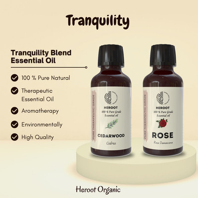 Heroot Tranquility Aromatherapy Combo | Rose & Cedarwood Essential Oils