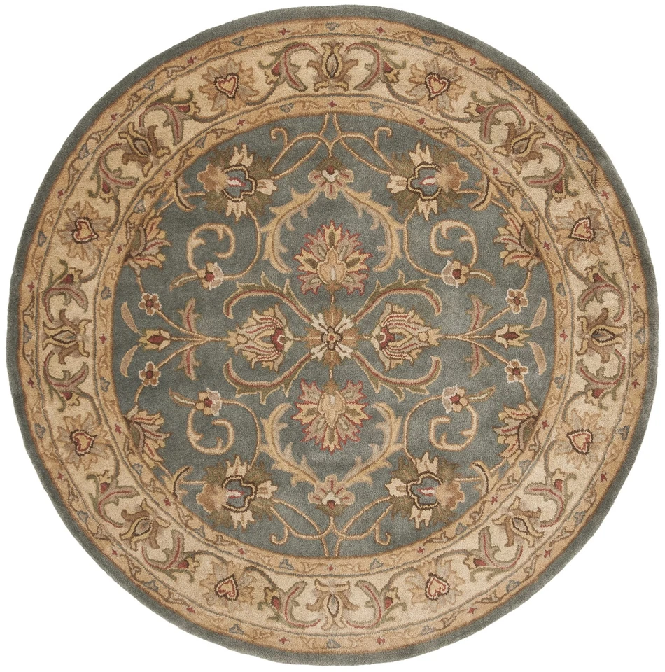 Heritage Collection 3'6" Round Blue / Beige HG811B Handmade Traditional Orien... - Image 2 of 3