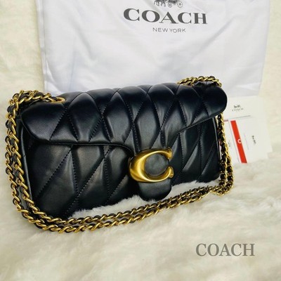 COACH      Tabby 26 Quilted Black Chain Shoulder Bag from Japan