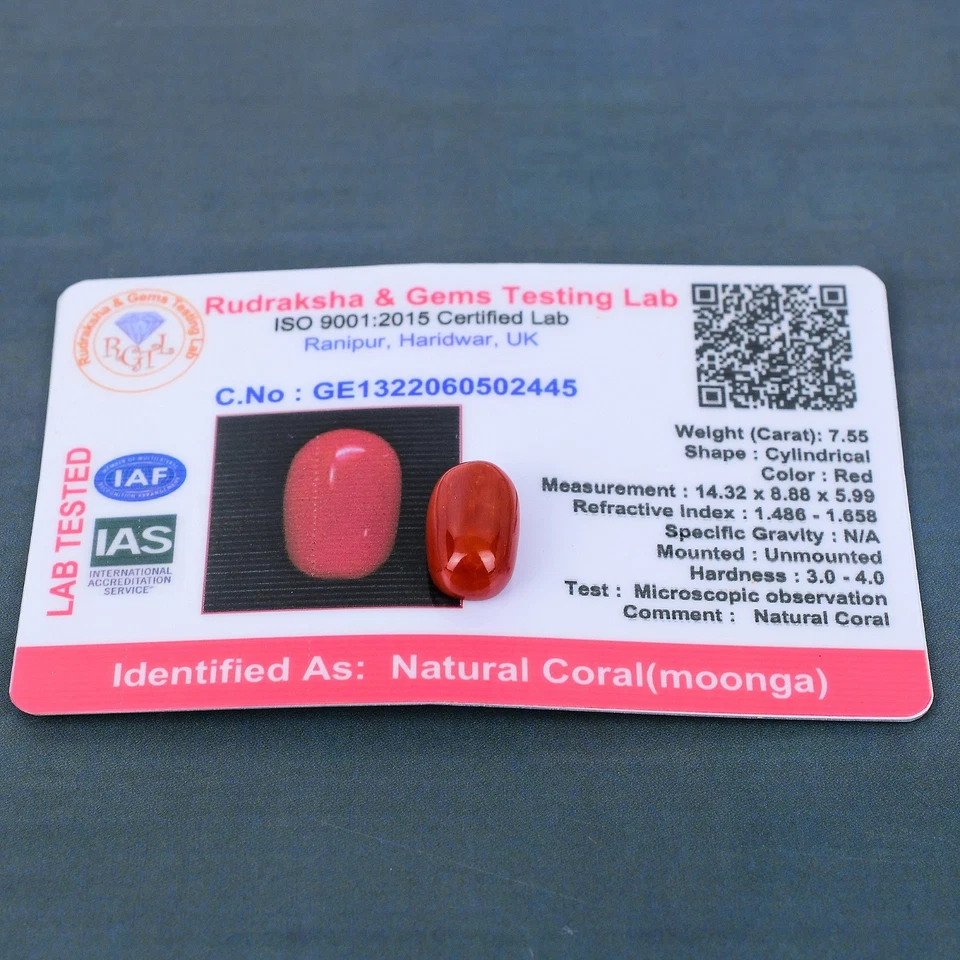 Natural Coral 7.55 Carat Moonga Cyllindrical Shape Unheated 3.0-4.0 Hardness - Image 4 of 4