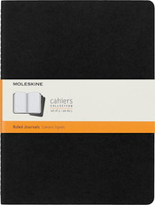 Cahier Journals, Soft Cover, XL 7.5" X 9.5" Ruled/Lined, Black, 120 Pages Set