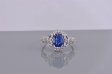 Sterling Silver Blue Topaz Solitaire White Accented Band Ring 925 Sz: 9