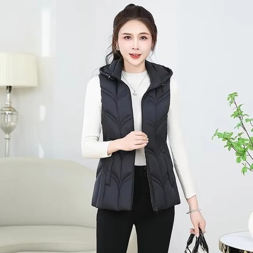 Daunen Baumwolle Weste Jacke Damen Kapuze Warm Weste Oberbekleidung Parkas Mäntel Tops - Bild 12 von 16