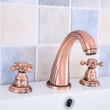 Red Copper Widespread Bathroom Sink Faucet 2 Handles Vanity Basin Mixer Tap