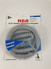 RCA 25 ft Grey Telephone Handset Coil Cord And Detangler 1998 NEW NOS