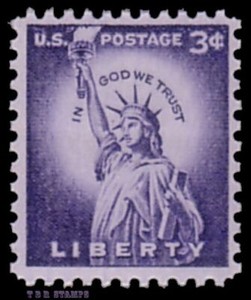 1954 Statue of Liberty 3 cents US Postage Stamp Scott #1035  MINT