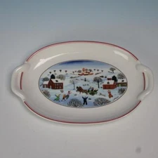 Villeroy & Boch China - Naif Christmas - Oval Handled Tray - 10 by 6¼ inches