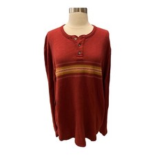 New With Tags Vintage Lucky Brand Men’s 3 Button Burgundy Stripes Shirt Size L