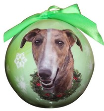 GREYHOUND-Brindle--Shatterproof Ball Ornament--3"-- by E  S Pets