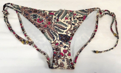 NEW! Accessorize UK18 cream/multicoloured paisley print side tie bikini bottoms