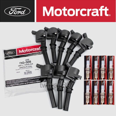 8p OEM Motorcraft Ignition Coil DG508 & Spark Plug SP479 For Ford F150 4.6 5.4L*