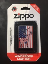 Made in USA Genuine ZIPPO Windproof Lighter Factory Sealed 207 Flag and Deer