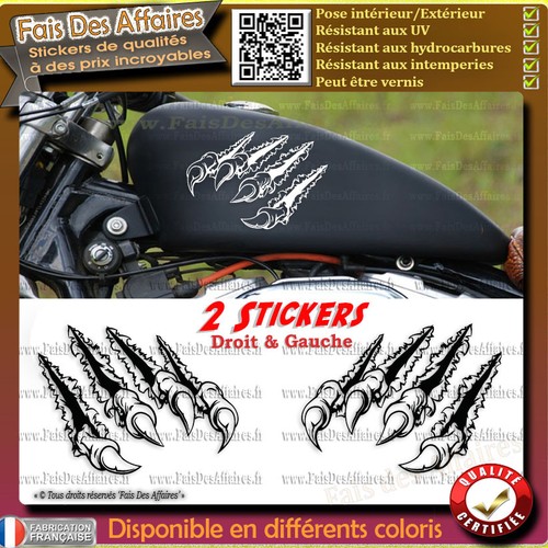 Autocollants Moto Et Vélo 4 Designs - Stickers Griffe Monstre - Pour Casque, Garde-boue, Skateboard, Décoration Personnalisée