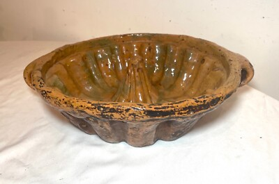 #ad #ad rare 1800#x27;s antique handmade French glazed terra cotta pottery cake mold form $260.99