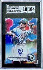 2023 Bowman's Best Brock Jones Auto Blue Refractor /150 Prospect SGC 10/10 Rays