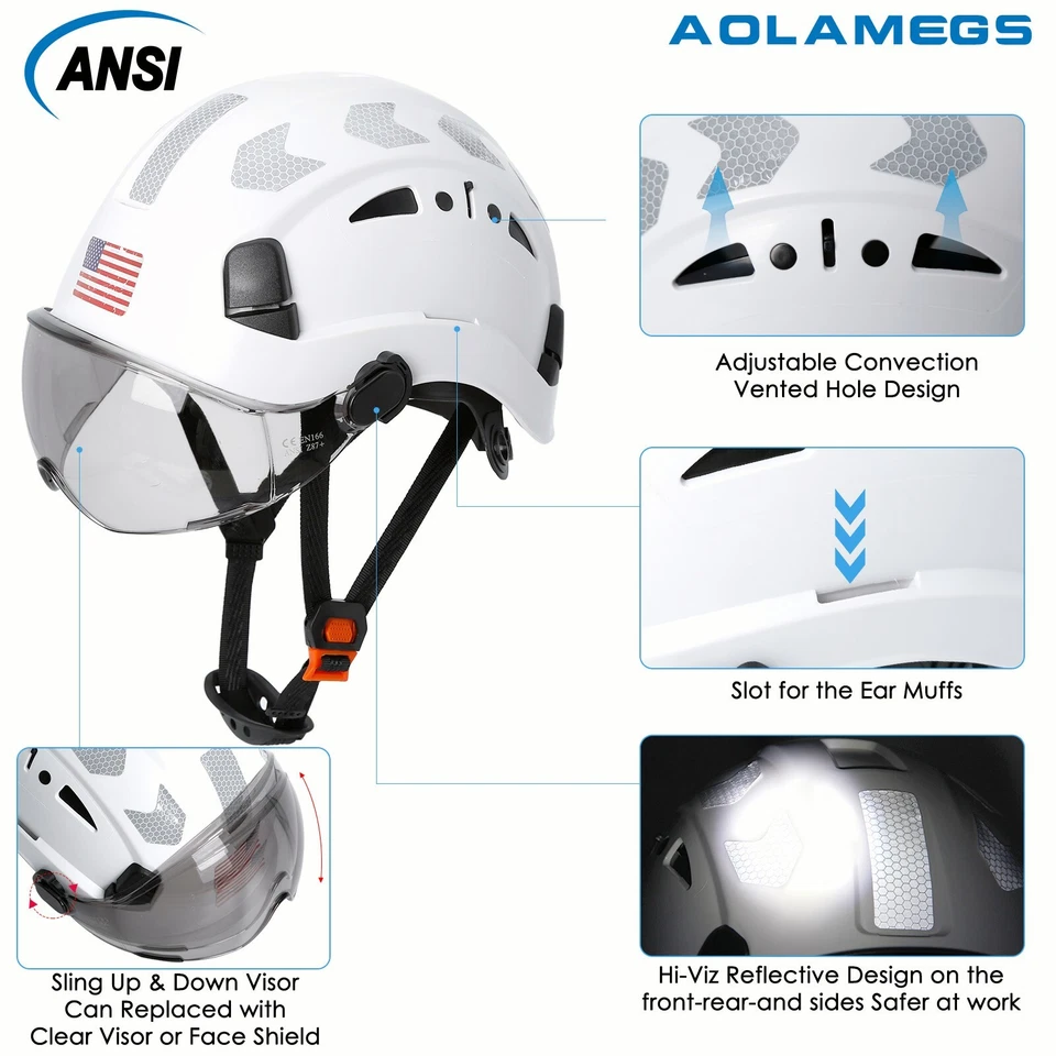 Cascos de Seguridad con Visera Casco con Gafas Rescate Construcción Gorra de Trabajo Foto 3 de 4