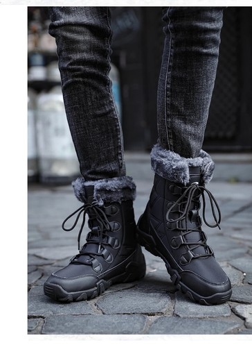 Mens Thick Plush Keep Warm Ankle Boots Outdoor Comfortable Waterproof Snow Boots - Picture 17 of 20