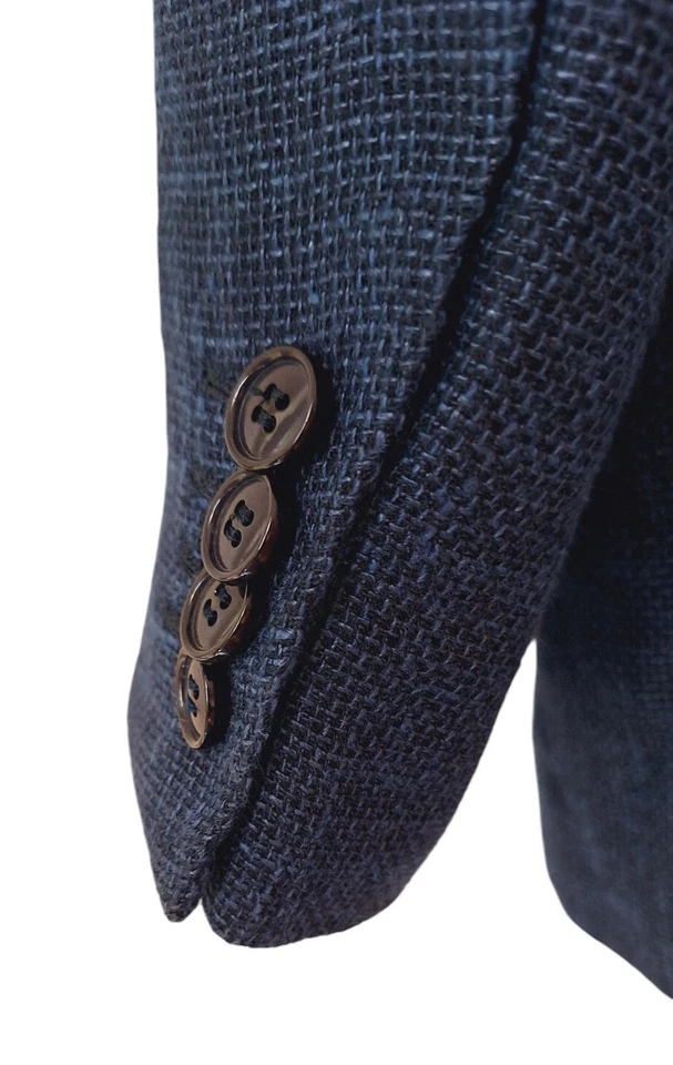 MASSIMO PIOMBO Blazer Jacket Blue Linen & Silk Men's Size 52 IT/42 U.S. - Image 2 of 4