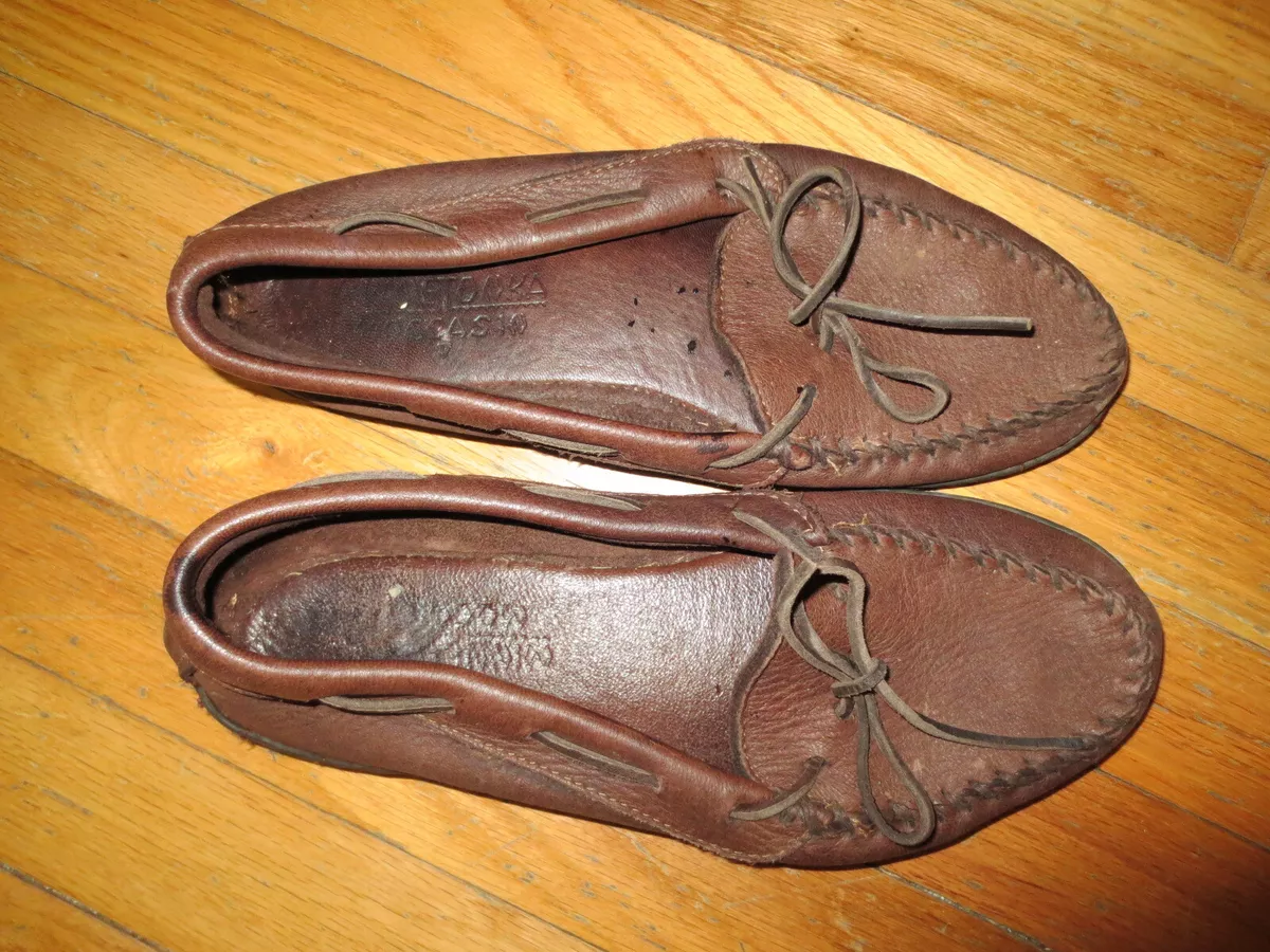Women's Minnetonka Moccasin Brown Soft Leather Size 10 Very