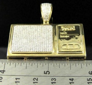 Authentic 2Ct Tester Passing Moissanite Men's Radio Pendant 14K Gold Plated Silver
