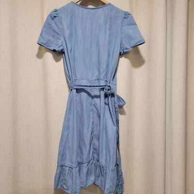 white christmas dresses Mugihiko Denim Wrap Dress Tan main image 0