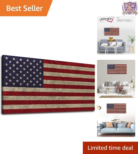 Canvas Wall Art American Flag 20"x40" Rustic Decor for Living Room Office