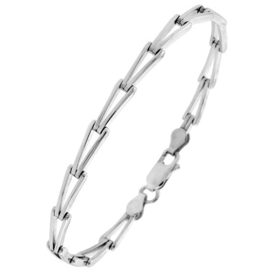 925 Sterling Silver Italian Binario BAR Pointing Bracelet, 7'' to 8'' Long