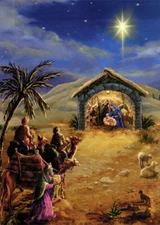 Three Wise Men Approach the Manger Box of 16 Religious Christmas Cards