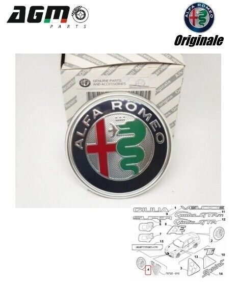 Anello decorativo logo auto anteriore nero lucido per Alfa Romeo Stelvio 2017-20