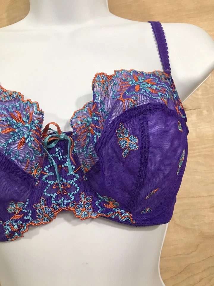 Panache Superbra Ariza 5051 Púrpura Bordado Encaje Talla 32E Copa Completa con Aros Foto 3 de 4