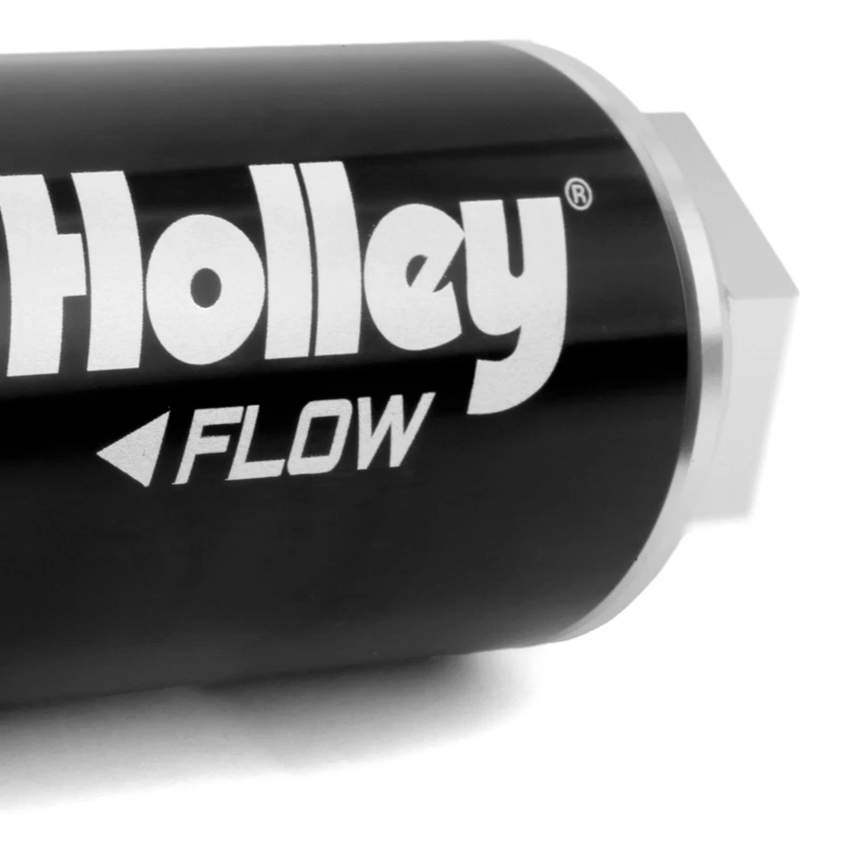 Filtro de combustible Holley 2" 175 GPH HP Billet, medios de profundidad de 10 micras, anodizado negro Foto 4 de 4