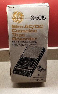 General Electric AC/DC Slim Cassette Tape Recorder 3-5015 with Box 