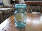 Vintage Atlas E Z Seal QUART Aqua Mason Jar with Wire Bail Glass Lid GC — photo 10