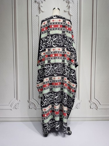Maxi Vestido Largo Musulmán Mujeres Bata Manga Ala de Murciélago Estampado Marroquí Noche Fiesta - Imagen 7 de 11