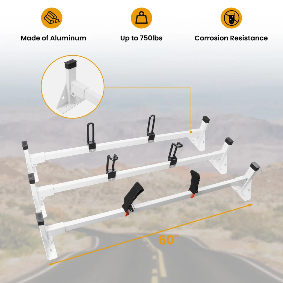 Barras portadoras de techo para Ford Transit 150 250 350 2015-2024 furgoneta de carga 800 libras acero Foto 4 de 4