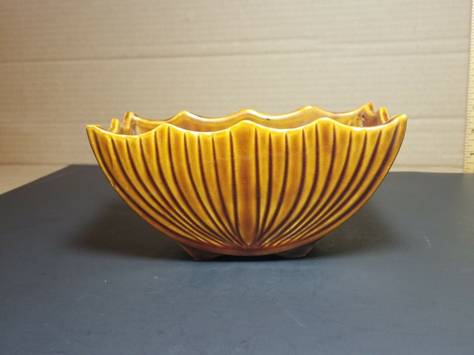 Vintage McCoy #667 Brown Pottery Planter Vase MCP USA Ribbed 